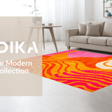 Ultra Soft Area Rug, Non Slip, Stain Resistant, Washable Area Rugs for Living Room, Bedroom, Energetic Modern Artistic Approach(Orange)