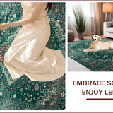 Ultra Soft Area Rug, Non Slip, Stain Resistant, Washable Area Rugs for Living Room, Bedroom, Elegant Distressed Geometric Style(Green)