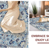 Ultra Soft Area Rug, Non Slip, Stain Resistant, Washable Area Rugs for Living Room, Bedroom, Stylish Ornate Blue Pattern(Gray)