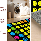 Ultra Soft Area Rug, Non Slip, Stain Resistant, Washable Area Rugs for Living Room, Bedroom, Joyful Contemporary Smiley Art(Yellow)
