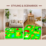 Ultra Soft Area Rug, Non Slip, Stain Resistant, Washable Area Rugs for Living Room, Bedroom, Joyful Illustrative Playful Scene(Yellow)