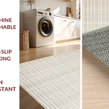Ultra Soft Area Rug, Non Slip, Stain Resistant, Washable Area Rugs for Living Room, Bedroom, Elegant Woven Diamond Design(Beige)