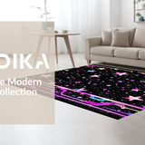 Ultra Soft Area Rug, Non Slip, Stain Resistant, Washable Area Rugs for Living Room, Bedroom, Charming Dreamy Celestial Theme(Black)