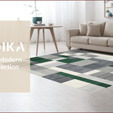 Ultra Soft Area Rug, Non Slip, Stain Resistant, Washable Area Rugs for Living Room, Bedroom, Contemporary Abstract Green Palette(Gray)