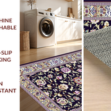 Ultra Soft Area Rug, Non Slip, Stain Resistant, Washable Area Rugs for Living Room, Bedroom, Vibrant Floral Accents on Beige(Purple)