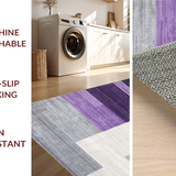 Ultra Soft Area Rug, Non Slip, Stain Resistant, Washable Area Rugs for Living Room, Bedroom, Vibrant Modern Geometric Fusion(Purple)