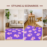 Ultra Soft Area Rug, Non Slip, Stain Resistant, Washable Area Rugs for Living Room, Bedroom, Joyful Cartoonish Animal Claw Pattern(Purple)