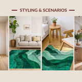 Ultra Soft Area Rug, Non Slip, Stain Resistant, Washable Area Rugs for Living Room, Bedroom, Contemporary Emerald Abstract Aesthetic(Green)