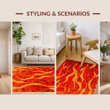 Ultra Soft Area Rug, Non Slip, Stain Resistant, Washable Area Rugs for Living Room, Bedroom, Energetic Warm-toned Abstract Print(Red)