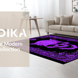 Ultra Soft Area Rug, Non Slip, Stain Resistant, Washable Area Rugs for Living Room, Bedroom, Mystical Skull Patterned Art(Purple)