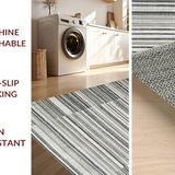 Ultra Soft Area Rug, Non Slip, Stain Resistant, Washable Area Rugs for Living Room, Bedroom, Minimalist Black and White Zigzag Runner Rug with Sharp Angular Stripes(Gray)