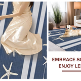 Ultra Soft Area Rug, Non Slip, Stain Resistant, Washable Area Rugs for Living Room, Bedroom, Serene Oceanic Striped Aesthetic(Blue)