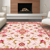 Ultra Soft Area Rug, Non Slip, Stain Resistant, Washable Area Rugs for Living Room, Bedroom, Cozy Blue Rose Vintage Theme(Pink)