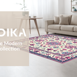 Ultra Soft Area Rug, Non Slip, Stain Resistant, Washable Area Rugs for Living Room, Bedroom, Sophisticated Colorful Blossom Pattern(Ivory)