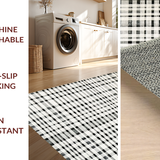 Ultra Soft Area Rug, Non Slip, Stain Resistant, Washable Area Rugs for Living Room, Bedroom, Graphic Striped Corridor Rug with Crisp Black and White Parallel Lines(Black)