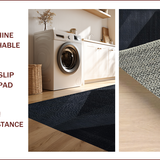 Ultra Soft Area Rug, Non Slip, Stain Resistant, Washable Area Rugs for Living Room, Bedroom, Chic Black Geometric Kids Playroom Car Rug(Black)