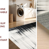 Ultra Soft Area Rug, Non Slip, Stain Resistant, Washable Area Rugs for Living Room, Bedroom, Inkwell Stripe: Casual Cotton Rug, Graphic Black and White Lines(Black)