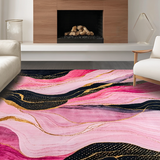 Ultra Soft Area Rug, Non Slip, Stain Resistant, Washable Area Rugs for Living Room, Bedroom, Artistic Swirling Patterned Canvas(Pink)