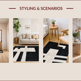 Ultra Soft Area Rug, Non Slip, Stain Resistant, Washable Area Rugs for Living Room, Bedroom, Bold Black Ivory Abstract Print(Black)