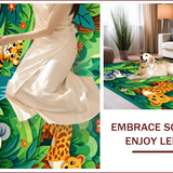 Ultra Soft Area Rug, Non Slip, Stain Resistant, Washable Area Rugs for Living Room, Bedroom, Vibrant Kids Jungle Theme Playroom Carpet(Green)
