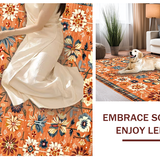 Ultra Soft Area Rug, Non Slip, Stain Resistant, Washable Area Rugs for Living Room, Bedroom, Earthy Southwestern Tile Design(Orange)