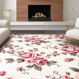 Ultra Soft Area Rug, Non Slip, Stain Resistant, Washable Area Rugs for Living Room, Bedroom, Whimsical Country Style Pattern(Ivory)