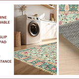 Ultra Soft Area Rug, Non Slip, Stain Resistant, Washable Area Rugs for Living Room, Bedroom, Chic Vintage Ogee Arrangement(Blue)
