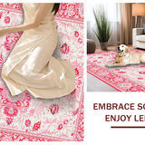Elegant Low Pile Flower Motif(Pink)