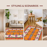 Ultra Soft Area Rug, Non Slip, Stain Resistant, Washable Area Rugs for Living Room, Bedroom, Artistic Medallion Pattern Fusion(Orange)
