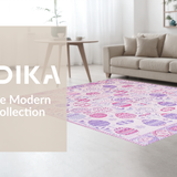 Ultra Soft Area Rug, Non Slip, Stain Resistant, Washable Area Rugs for Living Room, Bedroom, Festive Whimsical Egg Motif(Pink)