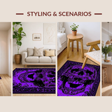 Ultra Soft Area Rug, Non Slip, Stain Resistant, Washable Area Rugs for Living Room, Bedroom, Hauntingly Unique Gothic Motif(Purple)