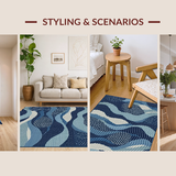 Ultra Soft Area Rug, Non Slip, Stain Resistant, Washable Area Rugs for Living Room, Bedroom, Tropical Coral Geometric Artistry(Blue)