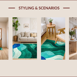 Ultra Soft Area Rug, Non Slip, Stain Resistant, Washable Area Rugs for Living Room, Bedroom, Elegant Turquoise and Green Fusion(Blue)