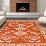 Ultra Soft Area Rug, Non Slip, Stain Resistant, Washable Area Rugs for Living Room, Bedroom, Stylish Minimalist Knot Design(Orange)