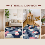 Ultra Soft Area Rug, Non Slip, Stain Resistant, Washable Area Rugs for Living Room, Bedroom, Versatile Foldable Easy-Clean Eco-Friendly Home Décor Accent Piece(Blue)