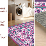 Ultra Soft Area Rug, Non Slip, Stain Resistant, Washable Area Rugs for Living Room, Bedroom, Chic Dark Floral Aesthetic(White)