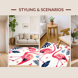 Ultra Soft Area Rug, Non Slip, Stain Resistant, Washable Area Rugs for Living Room, Bedroom, Vibrant Whimsical Bird Design(White)