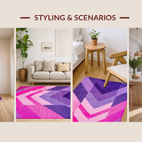 Ultra Soft Area Rug, Non Slip, Stain Resistant, Washable Area Rugs for Living Room, Bedroom, Vivid Colorful Tiled Motif(Purple)