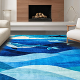 Ultra Soft Area Rug, Non Slip, Stain Resistant, Washable Area Rugs for Living Room, Bedroom, Joyful Underwater Life Motif(Blue)