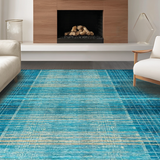 Ultra Soft Area Rug, Non Slip, Stain Resistant, Washable Area Rugs for Living Room, Bedroom, Coastal Dreamscape Rug with Geometric Turtle and Modern Ocean Wave Design(Blue)