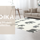 Ultra Soft Area Rug, Non Slip, Stain Resistant, Washable Area Rugs for Living Room, Bedroom, Rustic Elephant Print for Children(Gray)