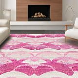 Ultra Soft Area Rug, Non Slip, Stain Resistant, Washable Area Rugs for Living Room, Bedroom, Aesthetic Scalloped Bow Rug with Graceful Loops and Soft Pink(Pink)