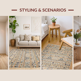 Ultra Soft Area Rug, Non Slip, Stain Resistant, Washable Area Rugs for Living Room, Bedroom, Transitional Neutral Herringbone Style(Beige)