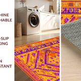 Ultra Soft Area Rug, Non Slip, Stain Resistant, Washable Area Rugs for Living Room, Bedroom, Chic Ethnic Patterned Accent(Orange)