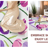 Ultra Soft Area Rug, Non Slip, Stain Resistant, Washable Area Rugs for Living Room, Bedroom, Fresh Blooming Tulip Arrangement Style(Purple)