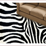 Ultra Soft Area Rug, Non Slip, Stain Resistant, Washable Area Rugs for Living Room, Bedroom, Safari Zebra Print Bedroom Faux Suede Area Rug(Black)