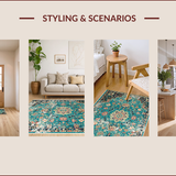 Ultra Soft Area Rug, Non Slip, Stain Resistant, Washable Area Rugs for Living Room, Bedroom, Boho Chic Dark Green Living Room Rug(Blue)