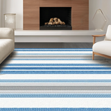 Ultra Soft Area Rug, Non Slip, Stain Resistant, Washable Area Rugs for Living Room, Bedroom, Whimsical Striped Seaside Charm(Blue)