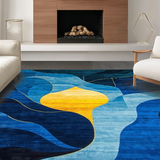 Ultra Soft Area Rug, Non Slip, Stain Resistant, Washable Area Rugs for Living Room, Bedroom, Rustic Textured Artful Statement(Blue)
