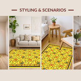 Ultra Soft Area Rug, Non Slip, Stain Resistant, Washable Area Rugs for Living Room, Bedroom, Colorful Spiraled Dreamlike Aesthetic(Yellow)